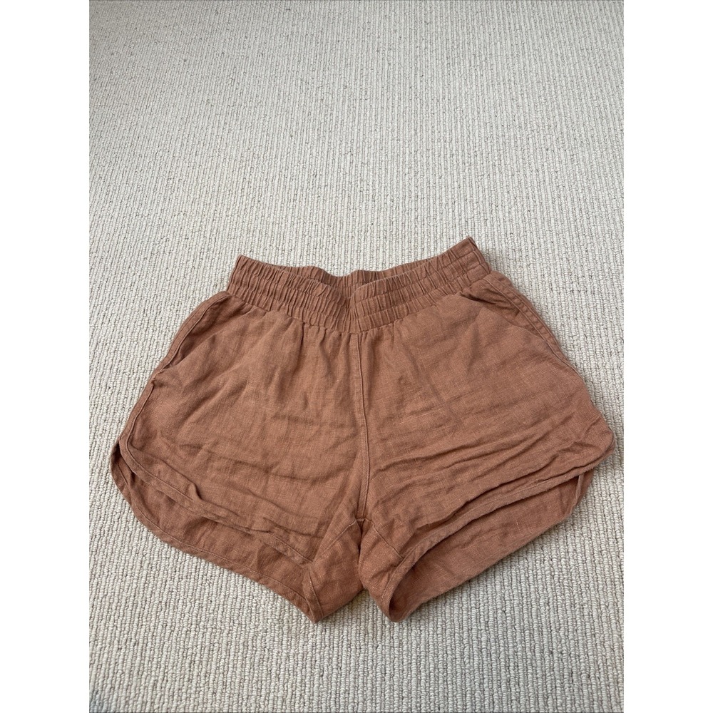 Beaton Women's Small 100% Linen Running Shorts Terracotta Brown